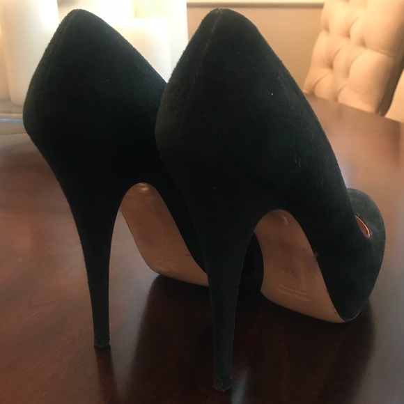 Mini Miu Platform Suede High Heels Forest Green - Picture 2 of 7